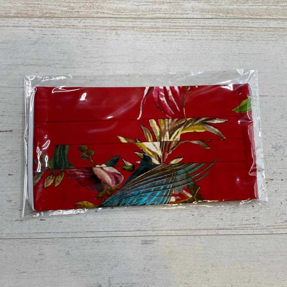 Johnny Was Red Print Cotton Sateen Face Mask
